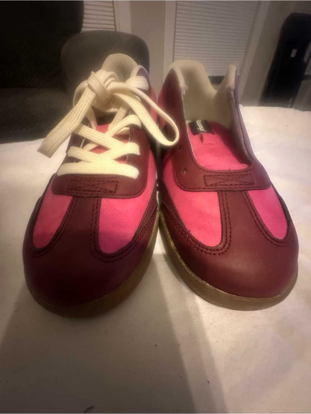 Women’s Pink and Burgundy Lace-Up Sneakers